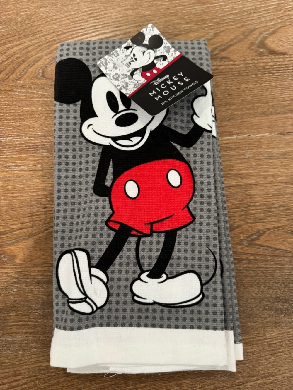 Disney Mickey Mouse Grey & Red Kitchen Towel set of 2 NWT